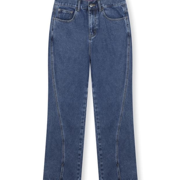 beslow FRONT SLIT DENIM PANTS WASHED BLU