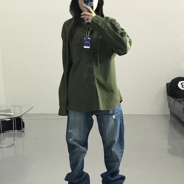 유니클로 카키 셔츠