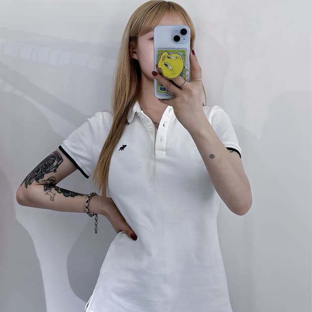 아베크롬비 순록로고 화이트 반팔 카라티