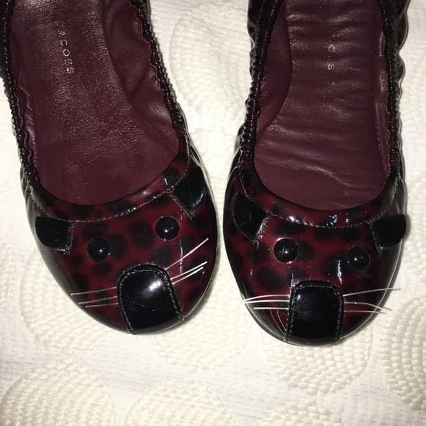 마크 제이콥스 레드 에나멜 레오파드 마우스 플랫슈즈