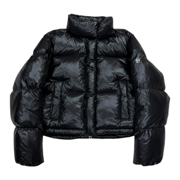 마리떼 프랑소와 저버 서클 로고 덕다운 글로시 크롭 푸퍼 패딩 자켓 블랙