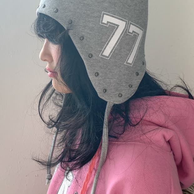 rivet jersey earflap beanie 비니