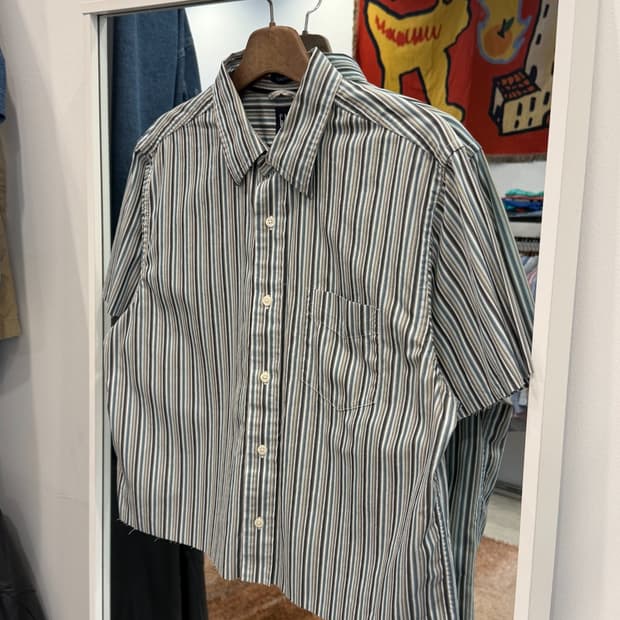 90s Gap 올드갭 스트라이프 컷오프 반팔 셔츠