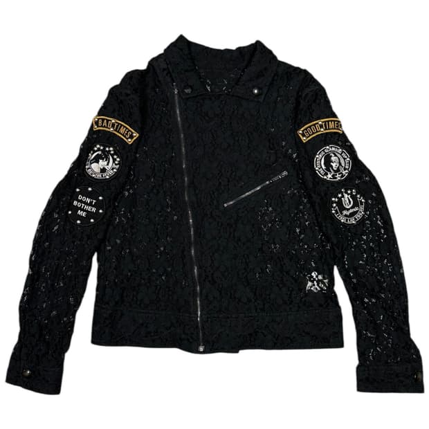 히스테릭 글래머 아카이브 스터드 패치 폭탄 쉬폰 라이더 자켓