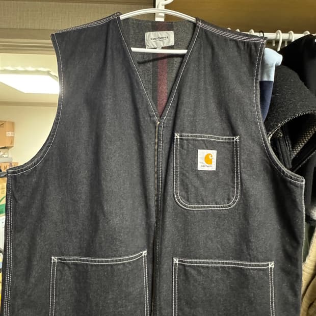 L)CARHARTT WIP CHORE VEST BLACK ONE WASH