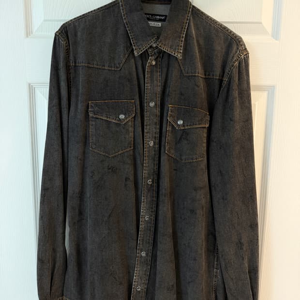 돌체앤가바나 SICILIA 블랙 데님 웨스턴 셔츠