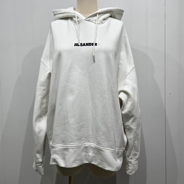 질샌더 화이트 로고 후드티