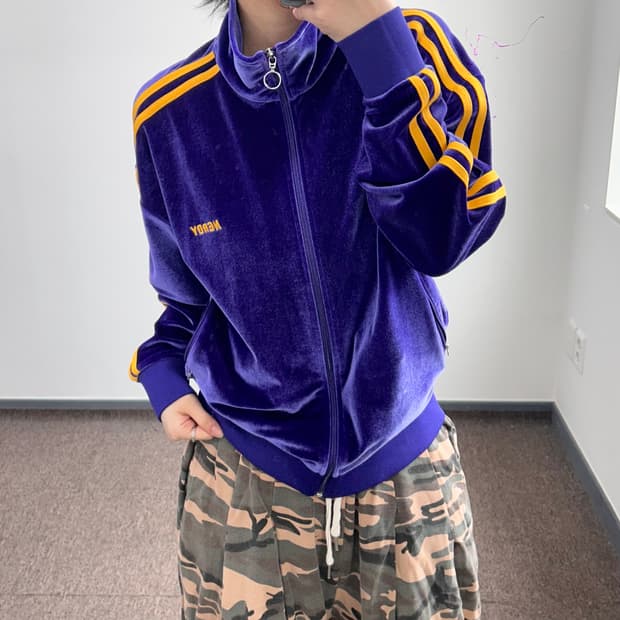 Nerdy 널디 벨벳 퍼플 옐로우 져지 