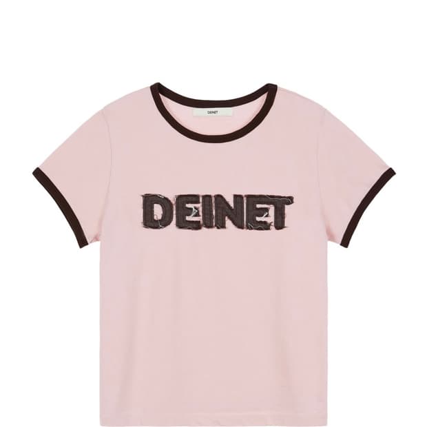 다이닛 로고 링거 반팔 티셔츠 핑크초코 Deinet