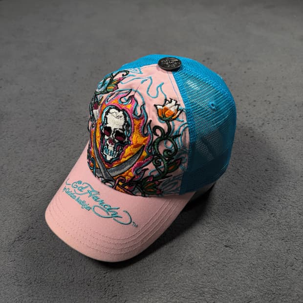 Ed hardy 에드하디 스컬 핑크 매쉬 볼캡