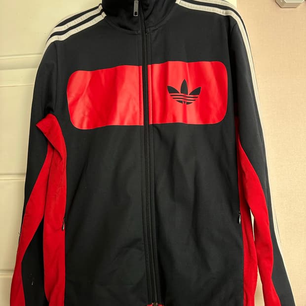 아디다스 네이비 빨강 삼선 져지 95 트랙탑