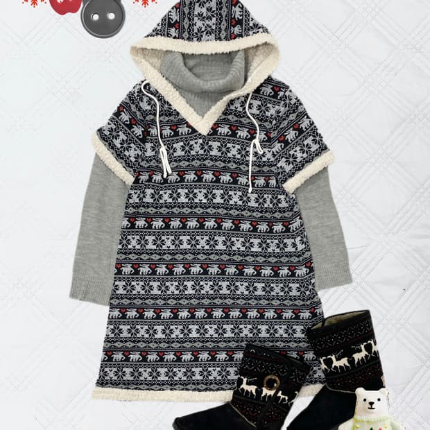 ꒰ঌ 눈꽃 노르딕 후드 니트 세트 ໒꒱