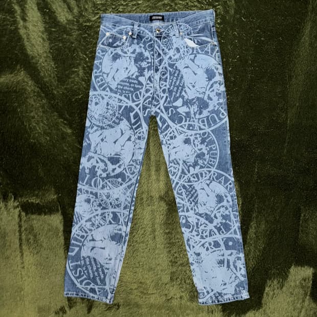 [XL] JOEGUSH 조거쉬 레이저 프린팅 데님 팬츠 인디고