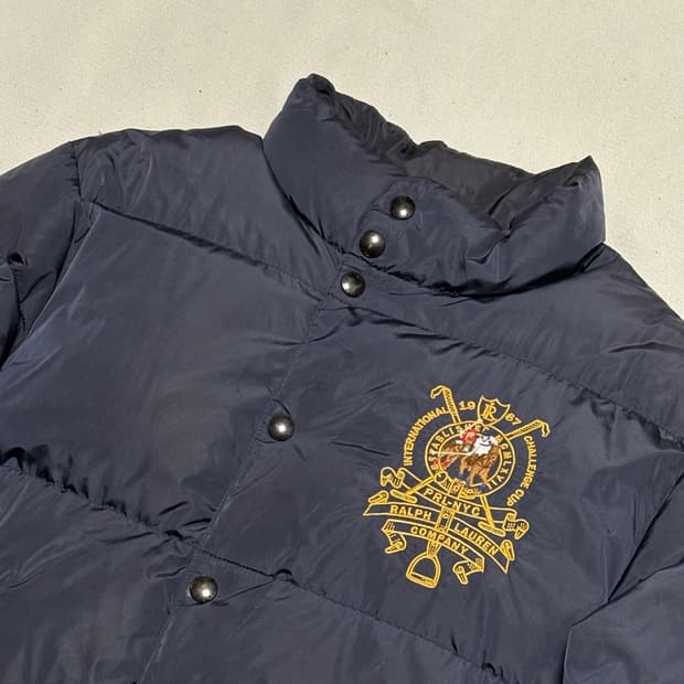 L 폴로랄프로렌 자수 네이비 다운 패딩