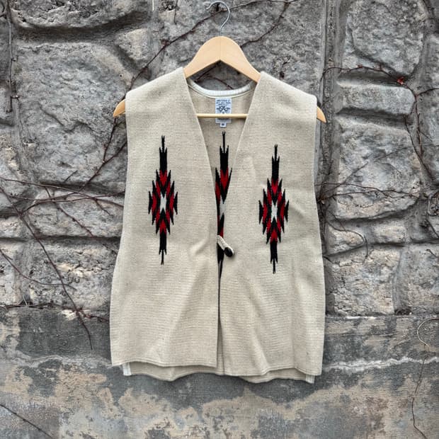 오르테가 핸드 우븐 울 네이티브 아메리칸 웨스턴 치마요 베스트 조끼