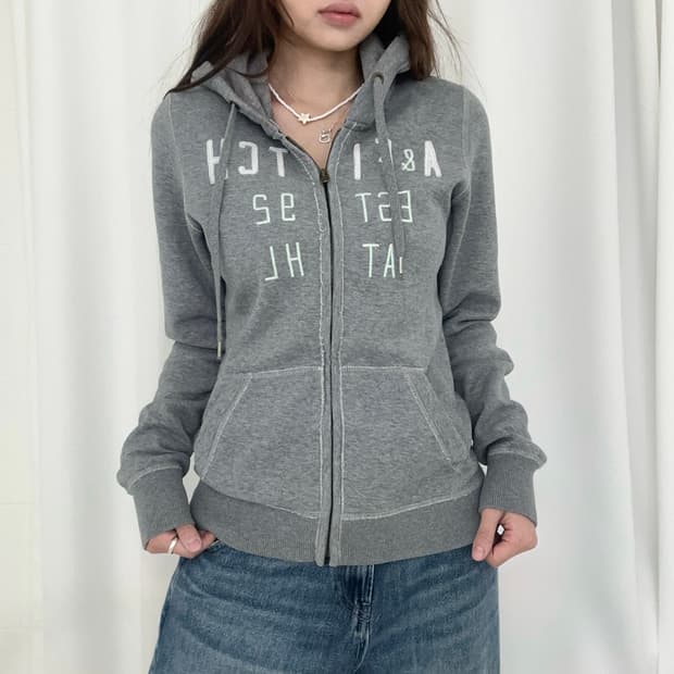 아베크롬비 딱붙 작사 그레이 후드집업