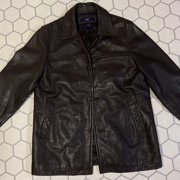 (M) 90s 갭 레더 카코트 다크 브라운 올드갭