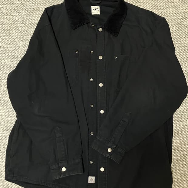 ZARA 블랙 코듀로이 셔츠자켓
