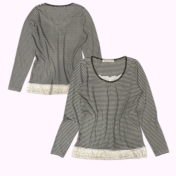 khaki lace stripe t-shirt
