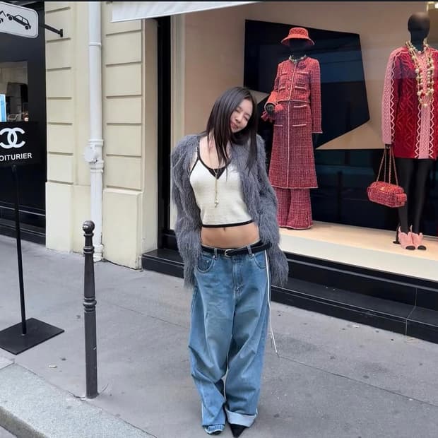 제니착용 ERA woman wide fit denim pants s