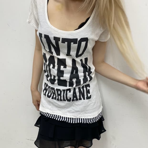 (Pliocene)Y2K Stripe Layered Lettering U