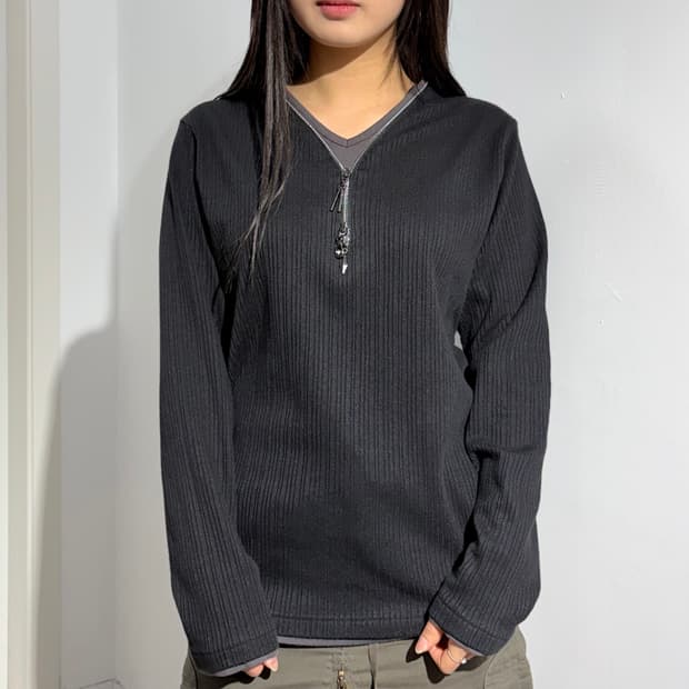 Male & Co. 레이어드 지퍼 긴팔티셔츠