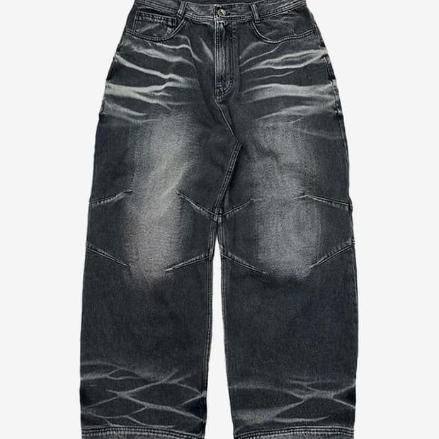 BLR Embossed Wave Washing Wide Denim M