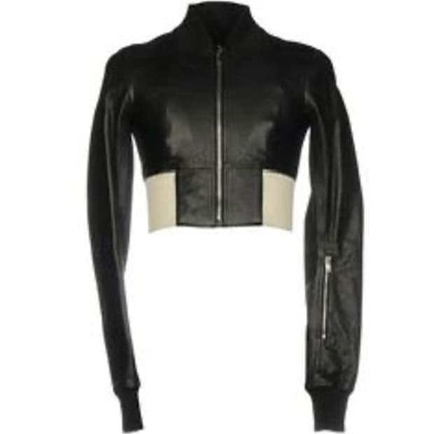 릭오웬스 크롭 레더 봄버 자켓