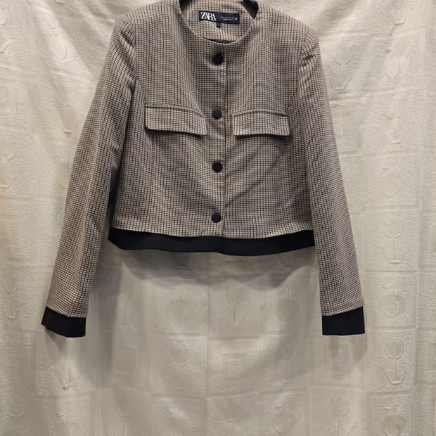 자라 ZARA 체크 크롭 자켓 S