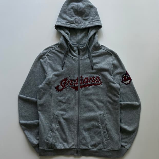MLB 클리블랜드 인디언스 그레이 후드 집업