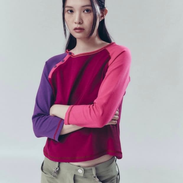 할로미늄 raglan sleeve tee magenta