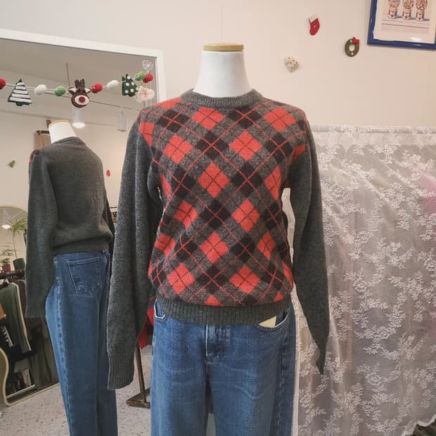 Beverly hills 아가일 울100 니트