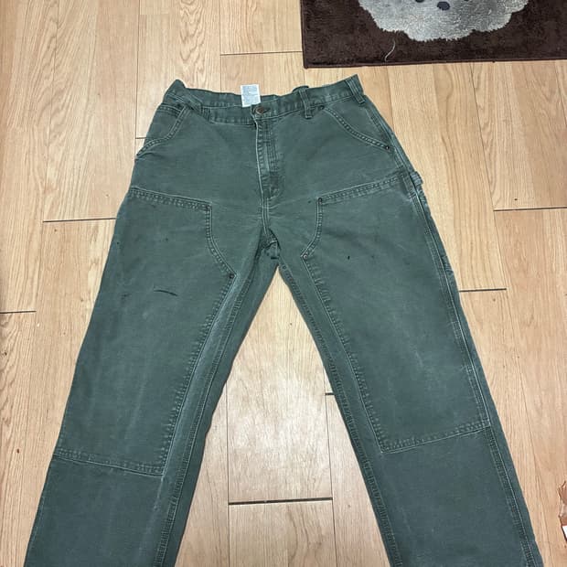 칼하트 빈티지 모스그린 mos 더블니 카펜터 워크팬츠 36
