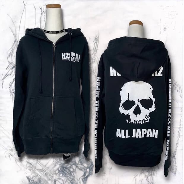 해골 프린팅 기모 후드집업
