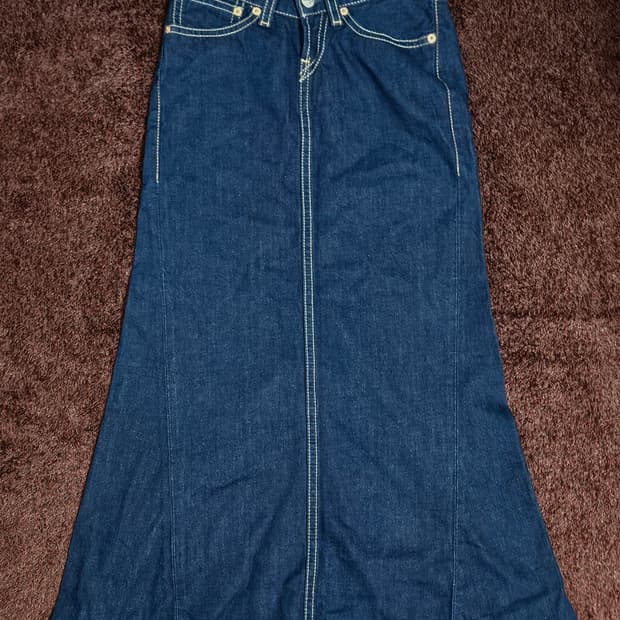 리바이스 생지 데님 진청 롱 스커트 M