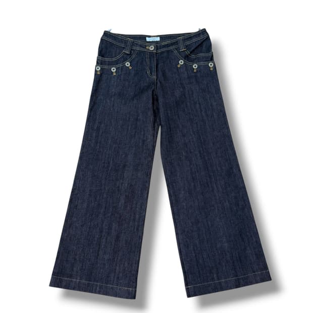 JPN pinore 버튼 디테일 생지 데님 와이드팬츠