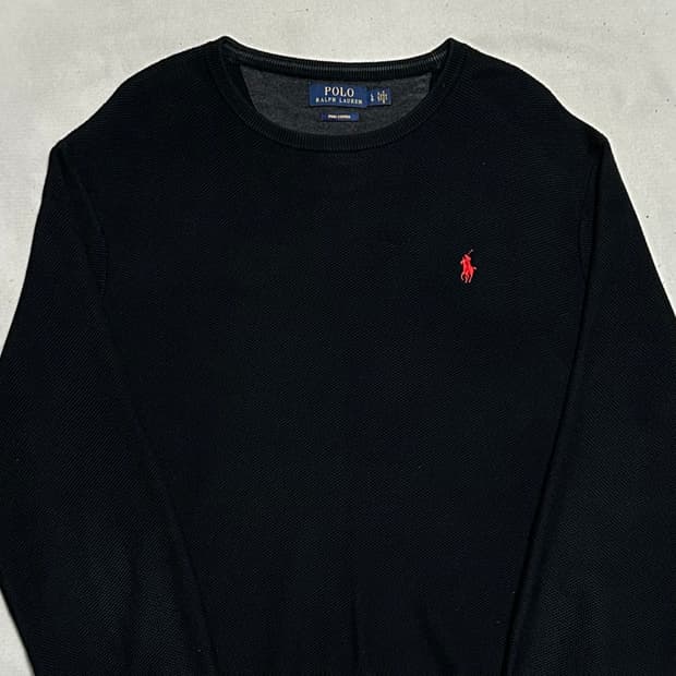 L 폴로랄프로렌 블랙 코튼 니트