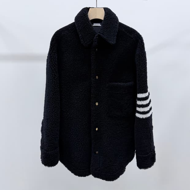 [S+급/오버핏1] 톰브라운 사선완장 다이드 시어링 레더 자켓