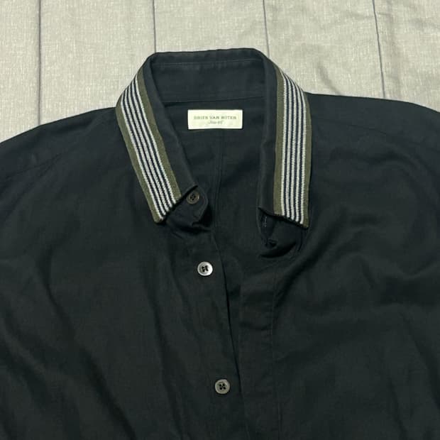 Dries van noten stripe collar shirt 46