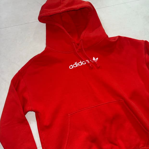 아디다스 레드 후드집업