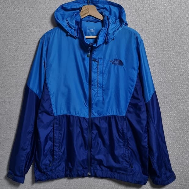 L (100) 노스페이스 블루+네이비 경량 바람막이