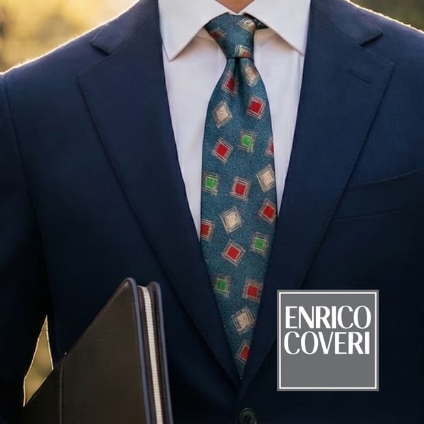 엔리코코베리 실크 지오메트릭 넥타이 10.2cm A+등급 A19414

