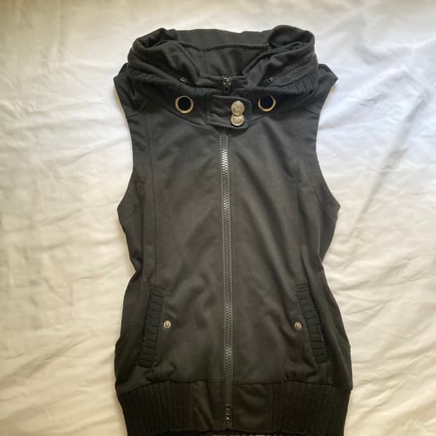 twoway hidden hood vest zipup