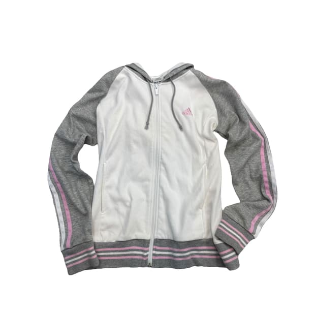 Adidas pink grey hooded zip up