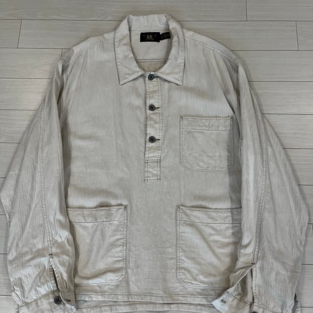 RRL 더블알엘 린넨 혼방 HBT워크 풀오버 셔츠 자켓