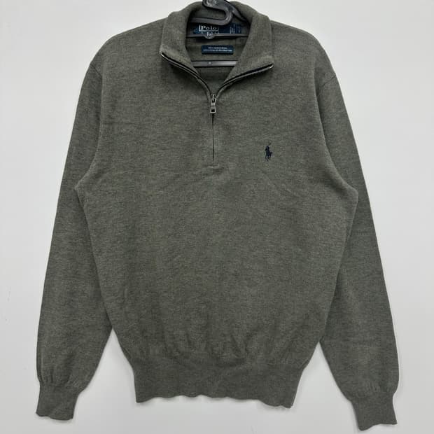 폴로 그레이 니트 반집업 