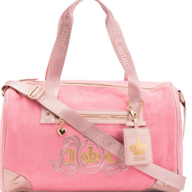 쥬시꾸뛰르 데이드리머 러버서클럽 위켄더 벨벳 더플백 가방 핫핑크 블랙