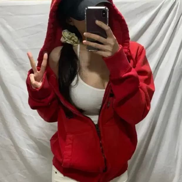 아베크롬비 후드집업 ,XL,빨강