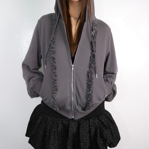 <새상품급처>루즈슬립오버 후드집업 차콜 S