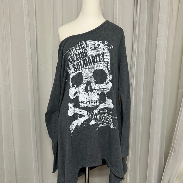 펑크 고스펑크 스컬 해골 롱슬리브